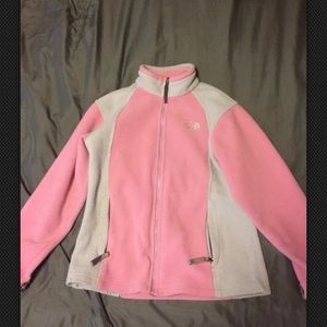 North Face Fleece Jacket Youth Girls Pink Grey L